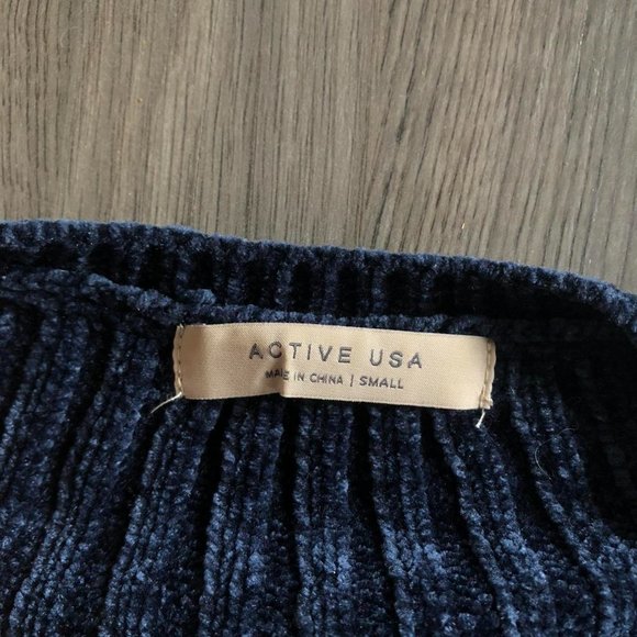 Navy blue chenille knit sweater - Picture 4 of 4